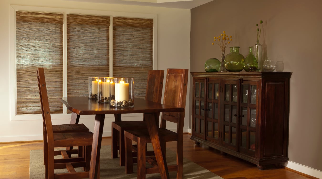 Woven shutters in a Kingsport dining room.